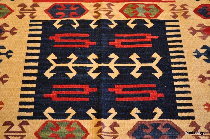 Southwestern Wool ***kilim*** area rug 5x7 handmade red and blue NAVAJO DESIGN gallery