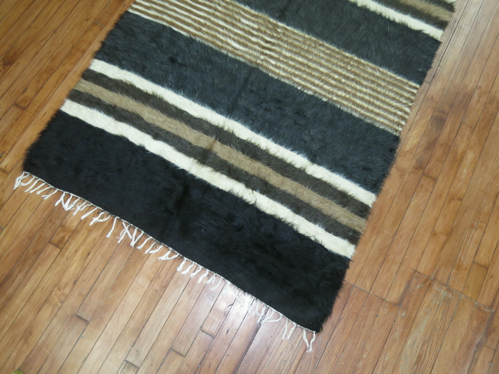 Vintage Striped Turkish Siirt Angora Kilim Blanket Rug Size 4'2''x6' gallery