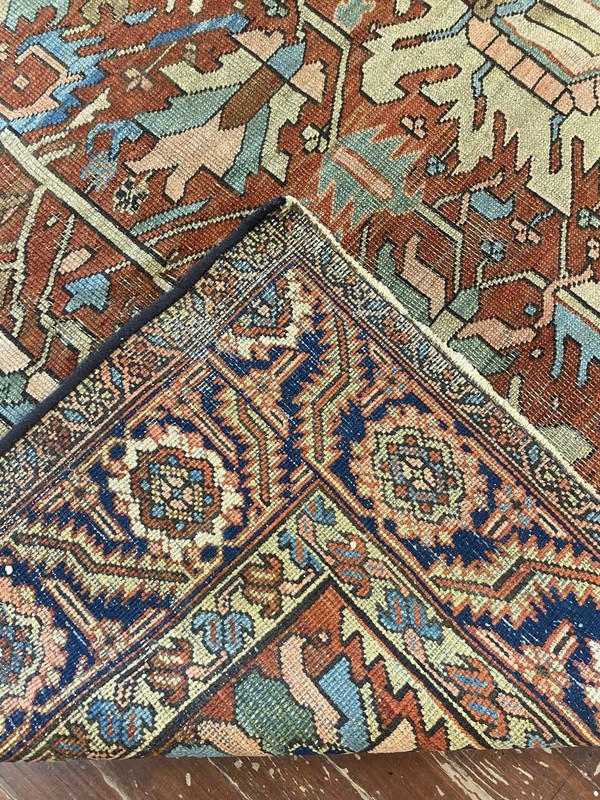 Antique Hand Knotted Per’sian Heriz 9”x11”6” Wool Area Oriental Rug gallery