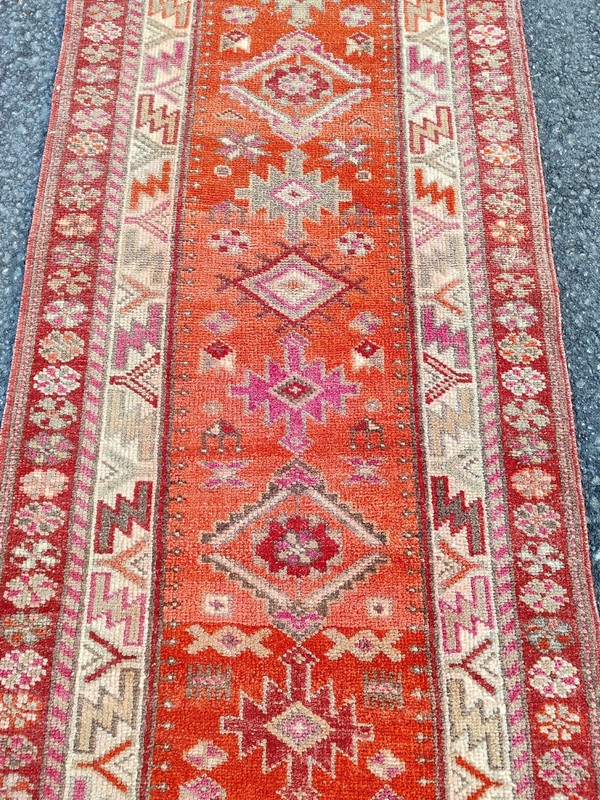 3x14 Ft Antique rug Colorful, Turkish runner 3x14 vintage, Heriz rug, Herki rug gallery