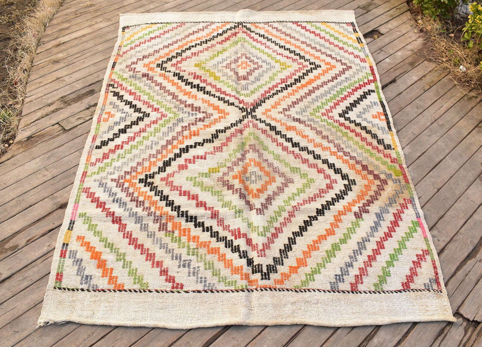 Turkish Kilim Rug 64''x98'' Handwoven 5x8 Konya Cicim Kilim 165x250cm Jajim Rug gallery