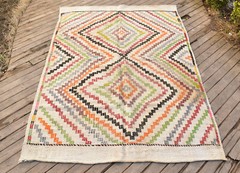 Turkish Kilim Rug 64”x98” Handwoven 5×8 Konya Cicim Kilim 165x250cm Jajim Rug