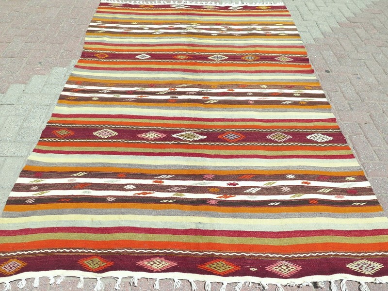 Anatolia Turkish Kilim, Large Rug, Tribal Rugs Modern Striped Rug Carpet 64"X98" gallery