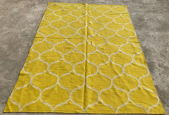 Vintage Traditional Handmade Turkish Geometric Flat Kilim Wool Rug 239×156 cm
