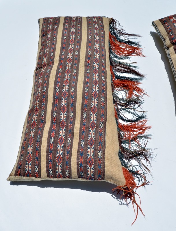 PAIR OF SUPERB ANTIQUE YOMUD CHUVAL PILLOWS TEKKE TURKMEN ERSARI RUG gallery