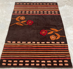 Vintage Handmade Romanian Floral Traditional Wool Kilim Rug 180×119 cm
