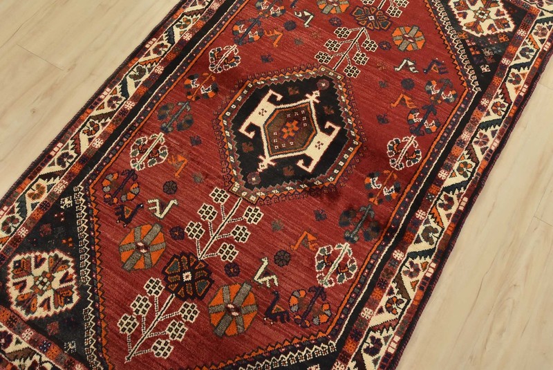 Shirazi Rug 3’4” x 5’7” Red Wool Vintage Tribal Hand-Knotted Oriental Carpet gallery