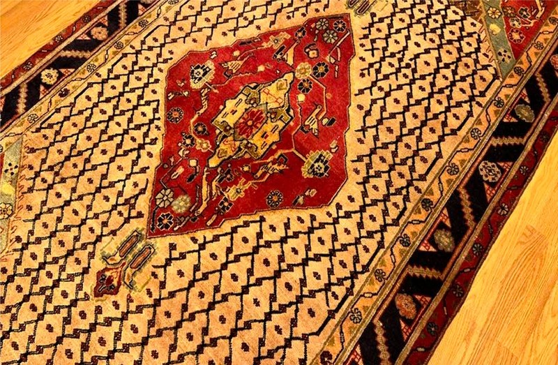 5x10 Handmade Antique One Of A Kind Village Made Pictorial Rug.Natural Dye Wool gallery