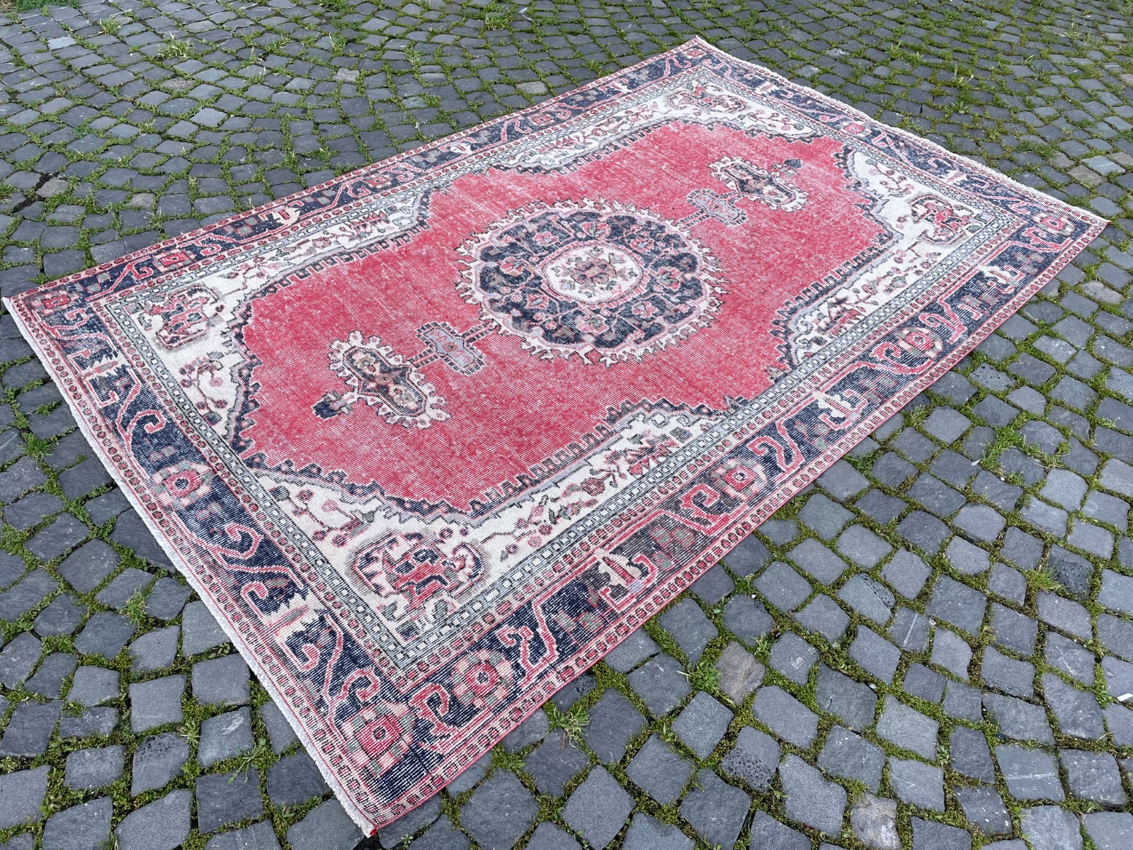 Bohemian Large Rug, Turkish Vintage Rug, Handmade Wool Rug, 5,7 x 9,2 ft gallery