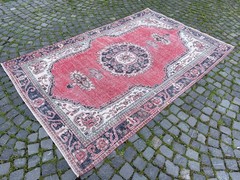Bohemian Large Rug, Turkish Vintage Rug, Handmade Wool Rug, 5,7 x 9,2 ft