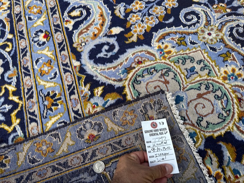 10x14 BLUE ANTIQUE RUG HAND-KNOTTED vintage oriental big fine wool handmade navy gallery