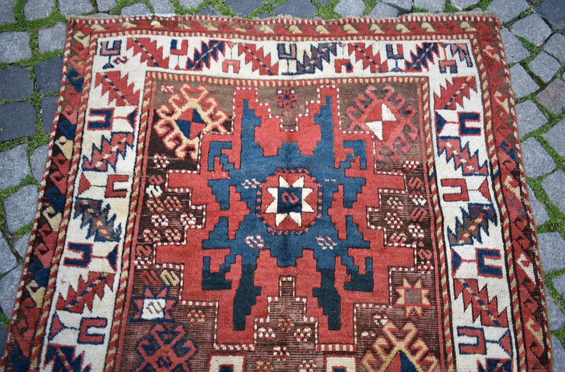 Antique Caucasian Rug 49'' x 92'' Collector's Item Great Color Kazak Wool Rug gallery