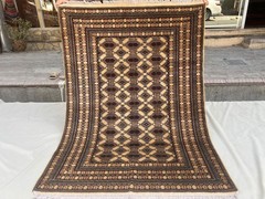 Vintage Afghan Baluchi Rug 4’2×5’9 Hand Knotted Tribal Geometric Oriental Carpet