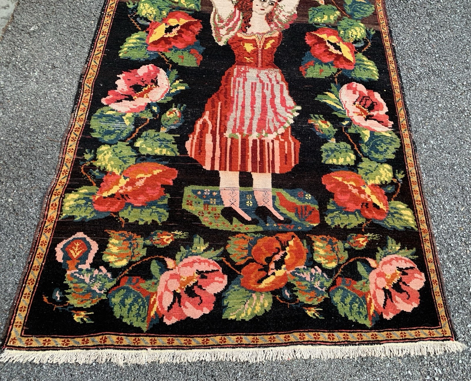 Antique Caucasian Karabagh Pictorial Rug Circa 1930’S Size 3.10x6.5 Ft gallery