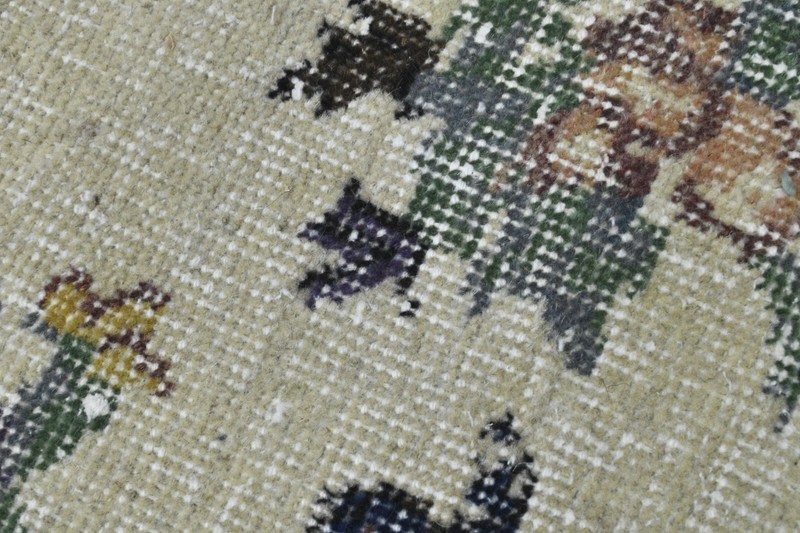 Vintage Turkish Runner Rug 2x9ft BEIGE Handmade Anatolian Oushak Hallway Wool gallery