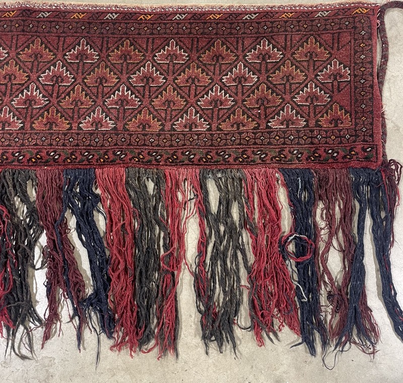 Antique Turkoman Saryk Yomud Torba Complete With Skirt Long Tassels14x46" gallery