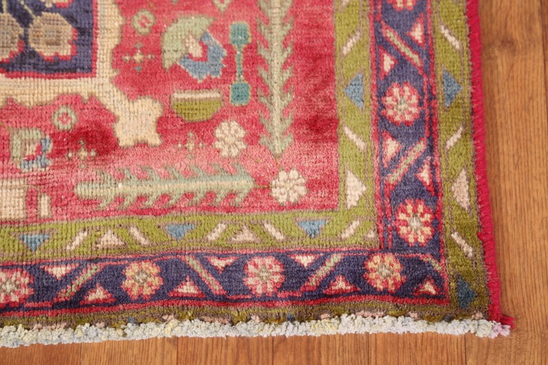 Handmade Pink Tebriz Hand-knotted Runner Rug Semi-Antique Carpet 4x12 gallery