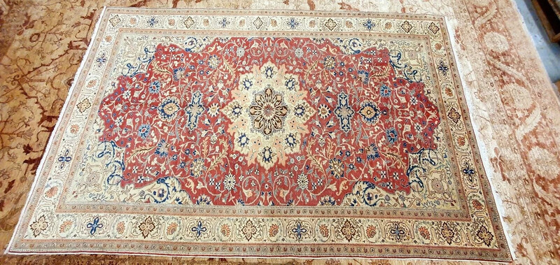Rare Antique 1930-1940s Wool Pile Natural Dye Kayseri Bunyan Area Rug 7x10ft gallery