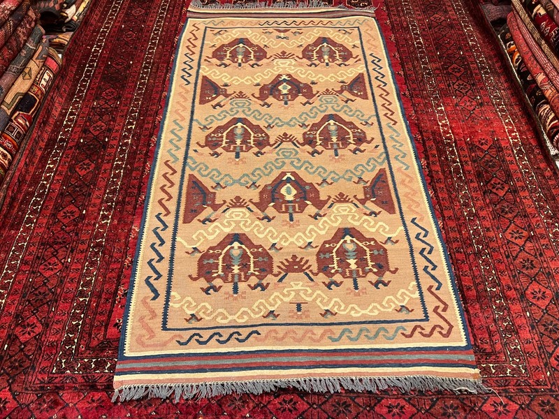 COLLECTORS' ITEM Stunning Super Fine Flat Caucasian Shirvan Flat Weave Kilim gallery