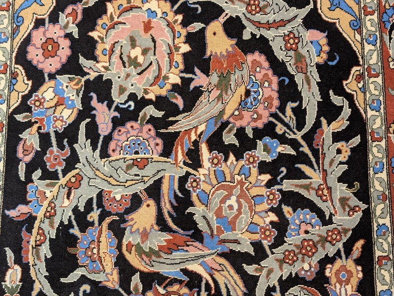 Turkish Hereke Rug 4x7, Kork Wool, Hand-Knotted Blue Carpet, Signed gallery