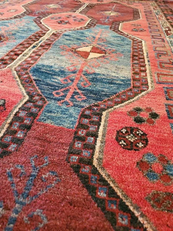 4.2 x 7.10 ANTIQUE KAZAK VINTAGE HERIZ RUG CAUCASIAN SERAPI OUSHAK SHIRVAN KULA gallery