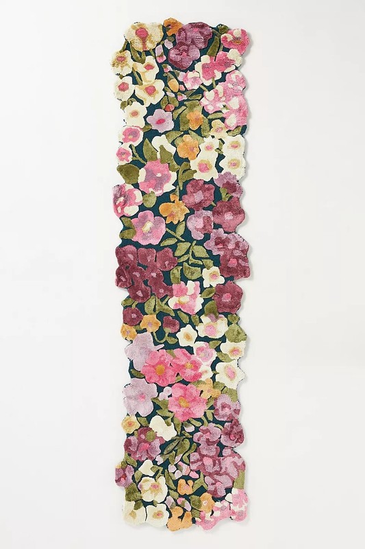 Irregular shape rug hand tufted wool embossed Rug floral Bloom 5x8 area rug gallery