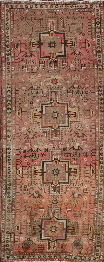 MEMORIAL DEAL Antique Traditional Tribal Geometric Runner Rug Wool Handmade 4x11