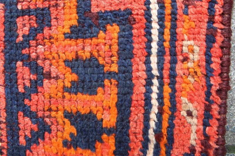 Vintage Worn Hand Made Traditional Oriental Wool Red Orange Long Runner 341x84cm gallery
