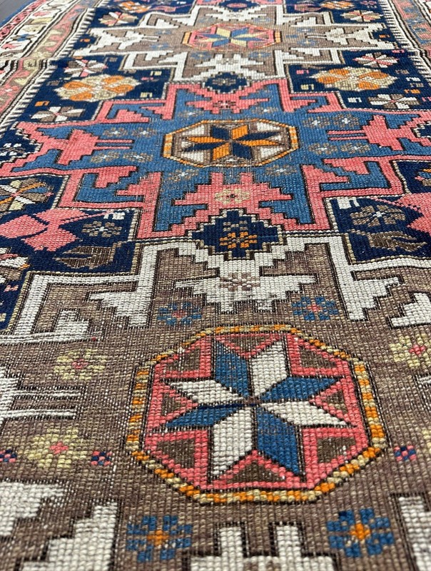 Authentic Antique Caucasian Shirvan Rug C.1910 3’2x4’7 Bold Geometric Design gallery