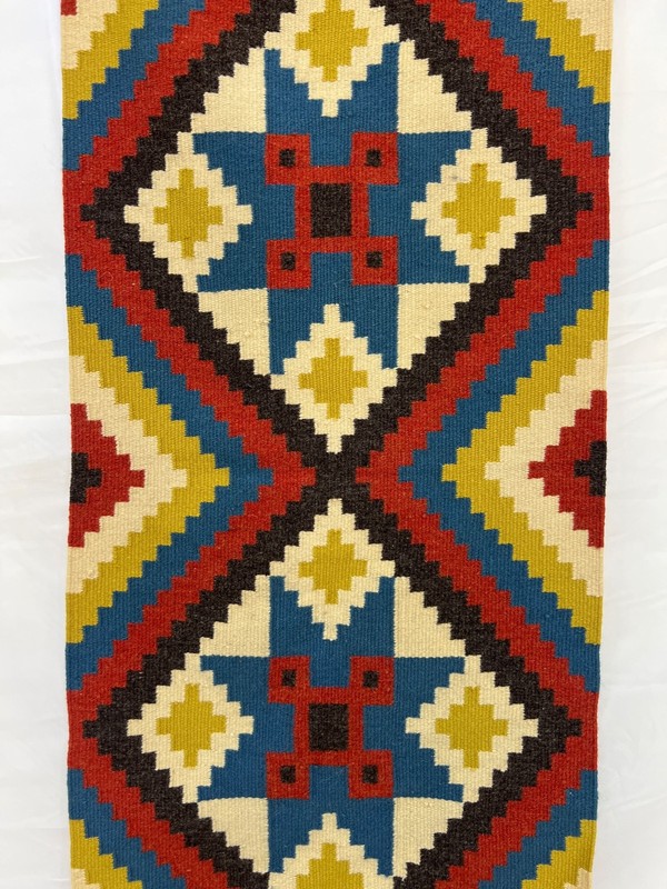 Vintage Swedish Rölakan Rug Wool Runner Star Diamond Tapestry Wall Hanging MCM gallery