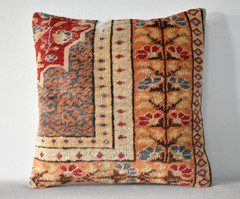 Turkish Pillow Cover Sofa Rug 16” x 16” Made of Fragment Cushion Cover Carpet