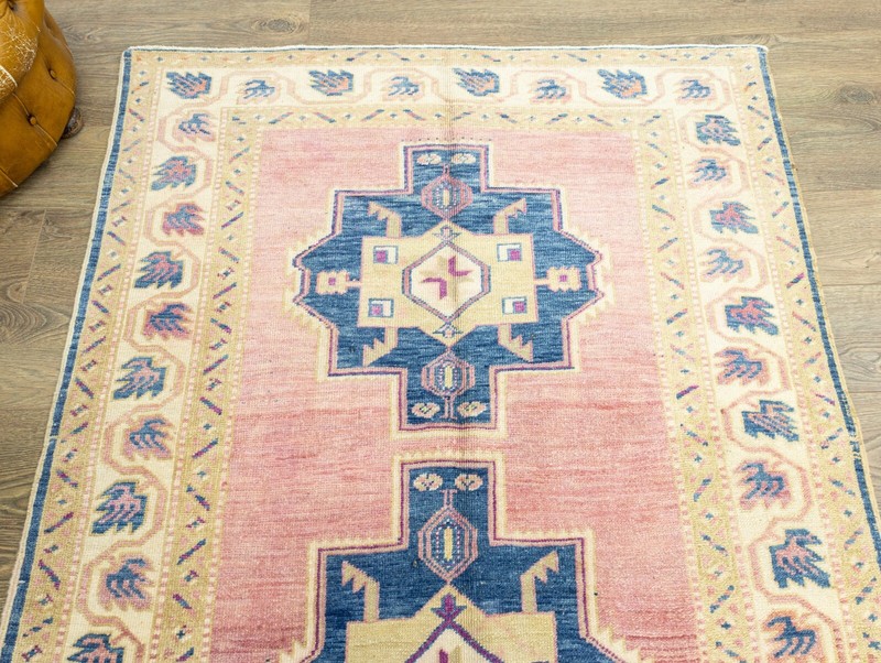 Vintage Turkish wide and long runner 4.3x12.5 ft Hand-knotted Oushak Area Rug gallery