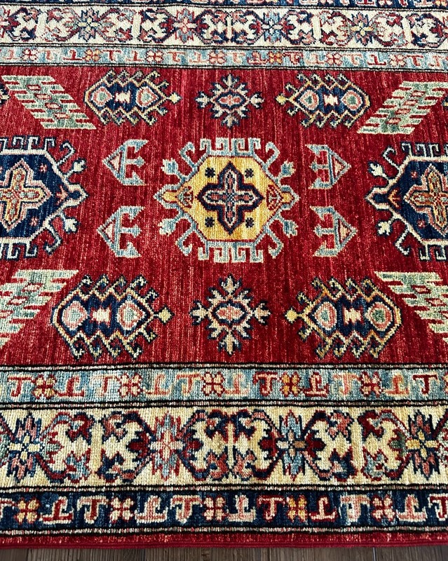 Vintage Handmade Colorful Afghan Kazakh Accent Rug, 3'x4' gallery