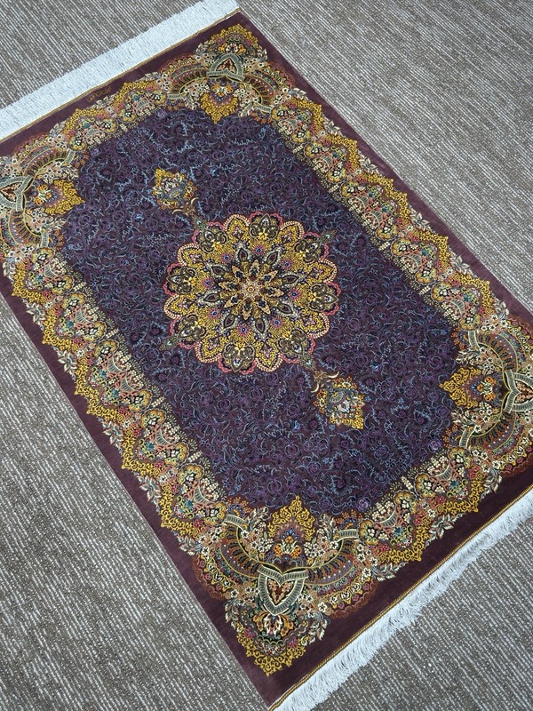 100% Silk Handmade Oriental Medallion Rug 3x5 Ft Floral Persi,ian Quum Carpet gallery