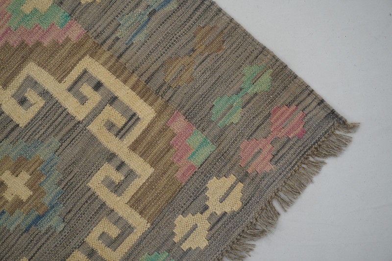 3 x 16 ft Gray Afghan Hand Woven Wool Reversible Tribal Runner Rug 2'10x16'4" gallery