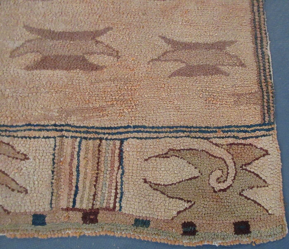 V RARE MAINE SABATOS ANTIQUE AMERICAN HOOKED RUG MARION VOLK HEWNOAKS CIRCA 1905