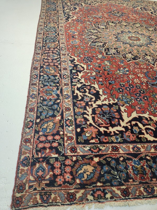 Antique Oriental Hand-Knotted Wool Area Rug Khoy Rust/Navy Blue 7'2" x 10'1" gallery