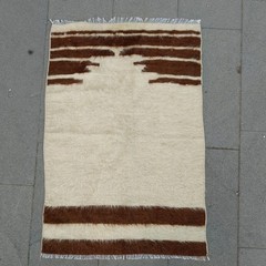 Vintage Angora wool Small Rug Soft Blanket Handmade Mohair Rug 2.36 x 3.38 ft
