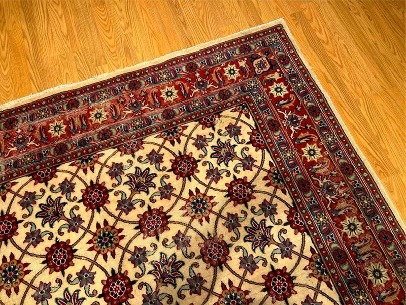 6.5 x 6.5 Handmade Antique Fine Quality Esfahaan Square Rug Natural Dye Wool gallery