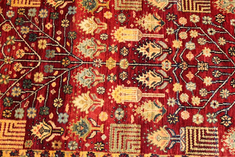 17 Ft. long TOP QUALITY handmade hall runner HIGH KNOTS Red Maroon background gallery