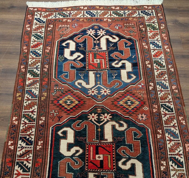 Antique Caucasian Rug 5x8, Cloudband Kazak Carpet, Collectible Rare gallery