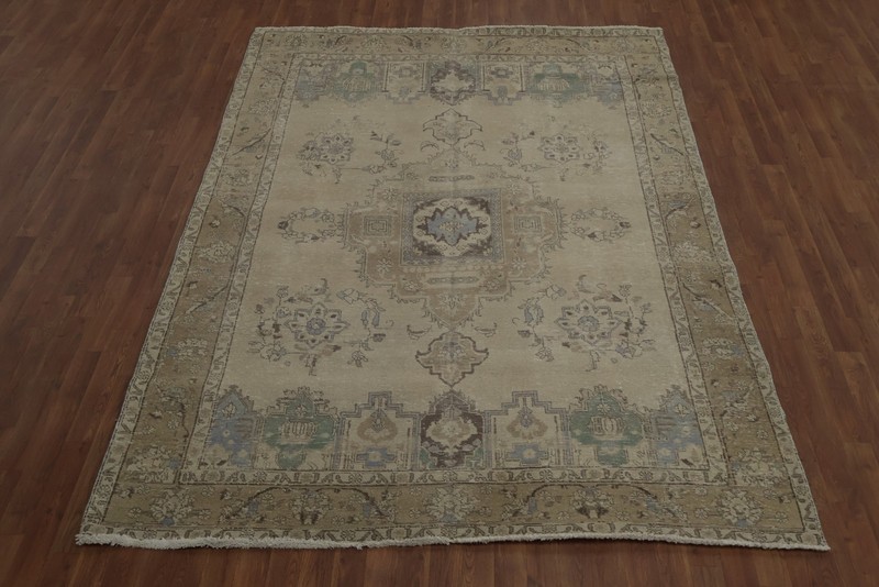 Timeless Beauty Handcrafted Area Rug 7x9 Beige Wool Handmade Room Size Carpet gallery