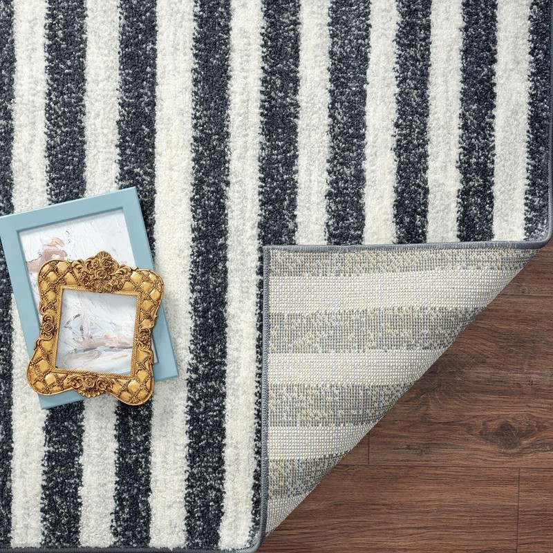 Moroccan Area Rugs Dark-Gray Striped Modern Living Room Carpet Large Carpet gallery