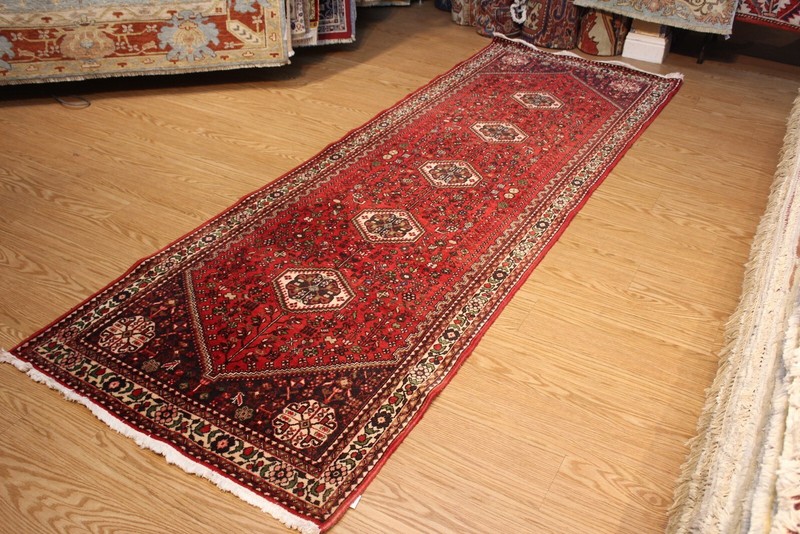 10FT. LONG HALL RUNNER RED BACKGROUND Handmade Bidjar rug Sheraz Design 3'4"x10' gallery