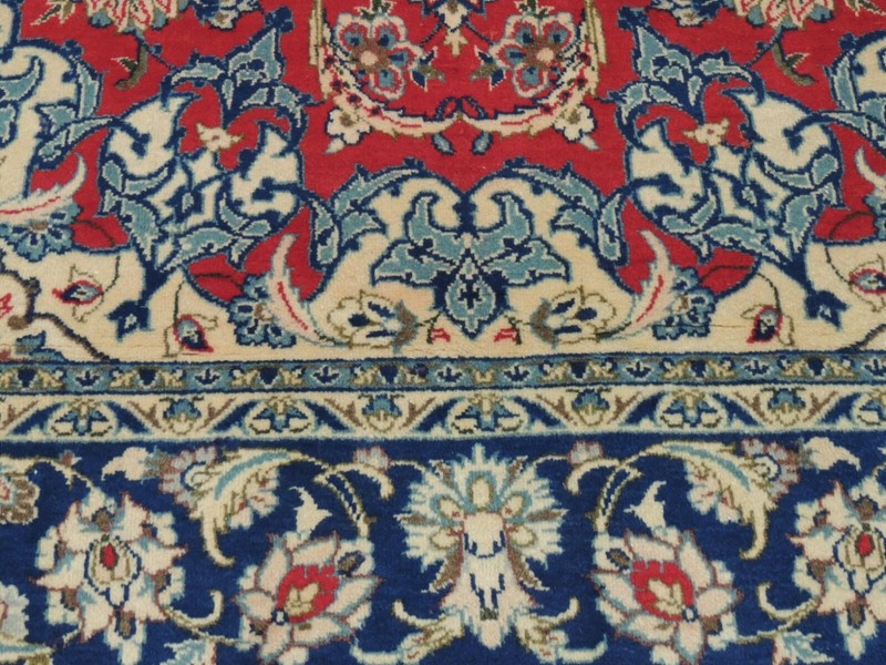 7x11 8x10 Kashaan Oriental Area Rug wool hand-knotted Red Blue Navy olive green gallery