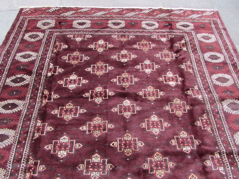 Vintage Hand Made Traditional Rug Oriental Wool Brown Maroon Carpet 332x223cm gallery