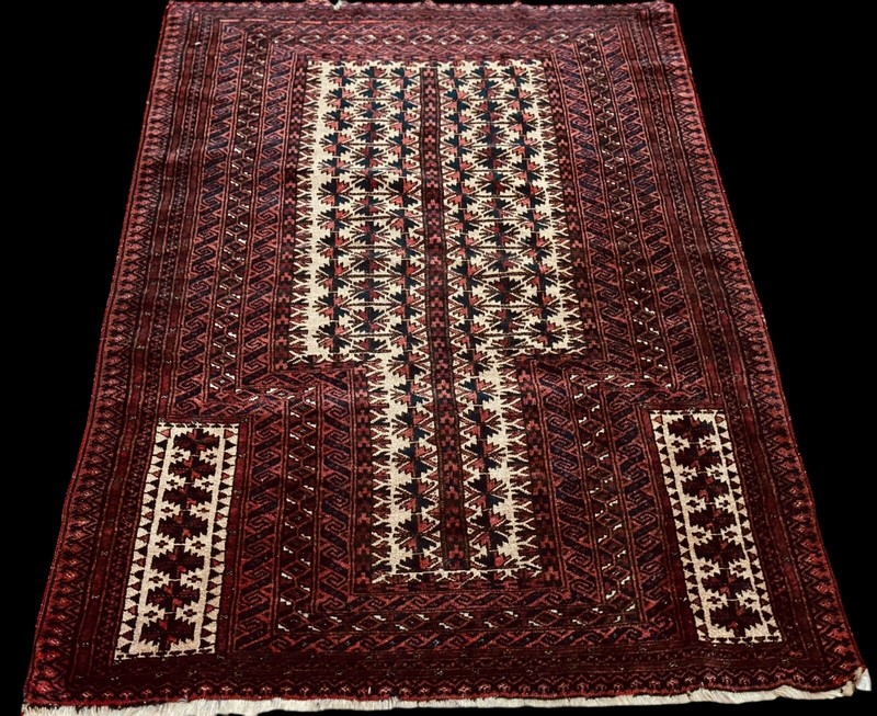 Traditional Vintage Hand-Knotted Carpet 3x5 Burgundy Brown Tan Wool Prayer Rug gallery