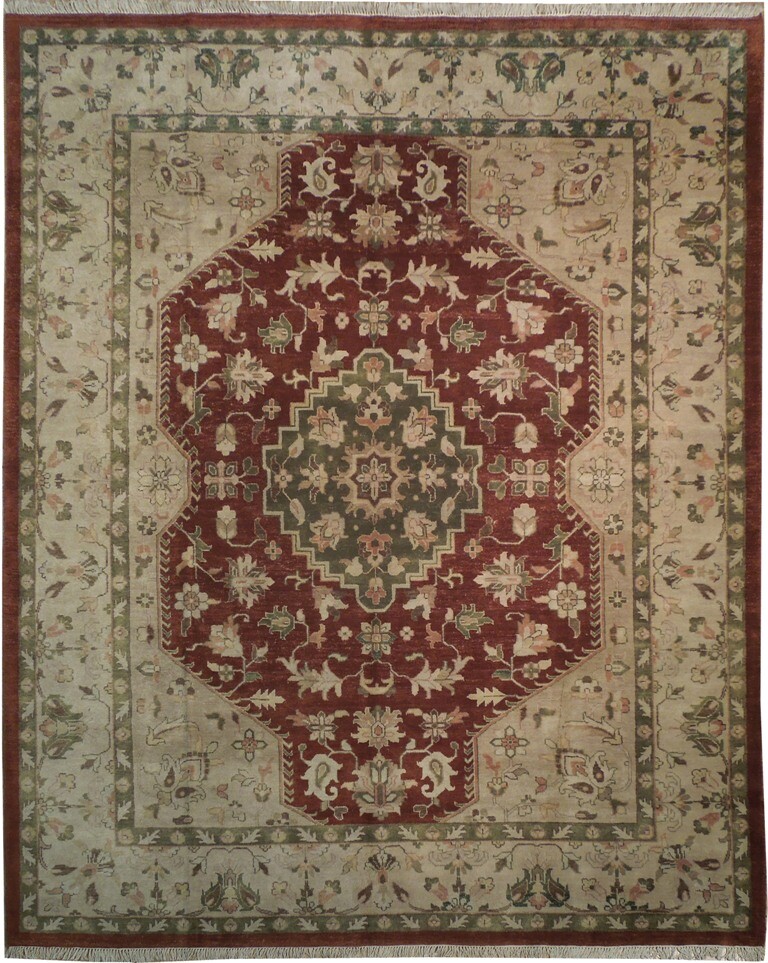 Ziglar Fire Brick Tone New Rug 8x10' (96 x 117 inches) Red Hand-Knotted Rug