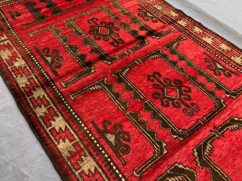3'3 x 6'2 ft Vintage Afghan Hand Knotted Red Rug Tribal Soft Pile Caucasian Rug gallery