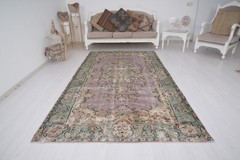 5×9 Antique Vintage Turkish Rug, Old Oushak Area Rugs, Turkish Wool Carpet 76